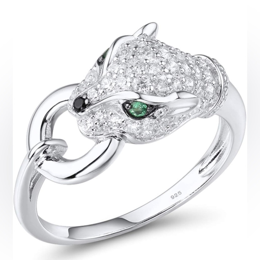 925 Sterling Silver Cubic Zirconia Panther Ring - Picture 6 of 9